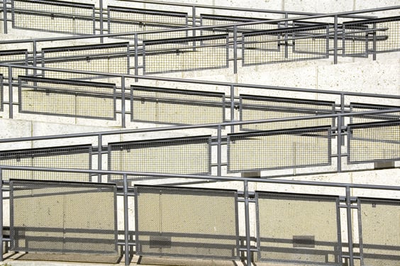 Maze of zigzag ramps for hillside handicap access Maze of zigzag ramps for hillside handicap access
